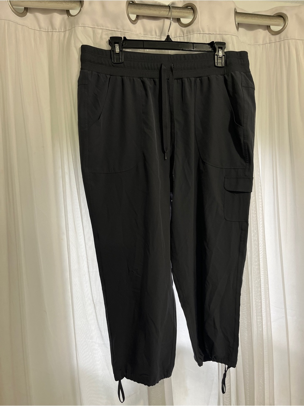 RBX gray/black Cargo Drawstring Joggers pants size large athletic travel women’s